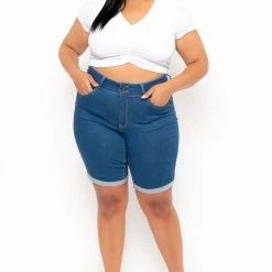 Wax Jean Plus Size Bermuda Jean Shorts - Medium Wash