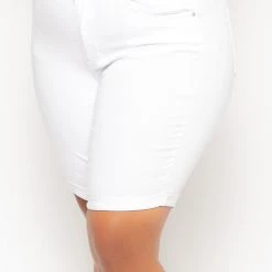 Wax Jean Back In Stock Plus Size Bermuda Jean Shorts - White