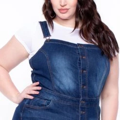 Wax Jean Plus Size Denim Cropped Flare Overalls - Dark Wash Jeans 10 Wax Jean Plus Size Denim Cropped Flare Overalls - Dark Wash Jeans