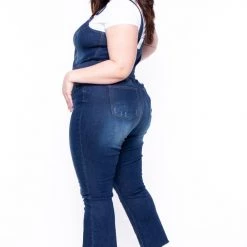 Wax Jean Plus Size Denim Cropped Flare Overalls - Dark Wash Jeans 11 Wax Jean Plus Size Denim Cropped Flare Overalls - Dark Wash Jeans