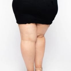 Wax Jean Plus Size Distressed Denim Mini Skirt - Black Jeans 7 Wax Jean Plus Size Distressed Denim Mini Skirt - Black Jeans