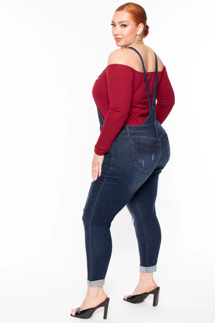 Wax Jean New Arrivals Plus Size Kai Denim Overalls - Dark Wash 8 Wax Jean New Arrivals Plus Size Kai Denim Overalls - Dark Wash
