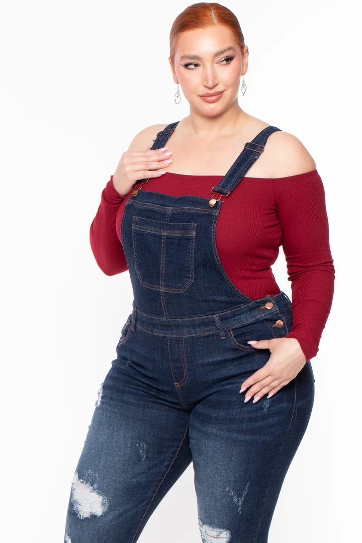 Wax Jean New Arrivals Plus Size Kai Denim Overalls - Dark Wash 5 Wax Jean New Arrivals Plus Size Kai Denim Overalls - Dark Wash