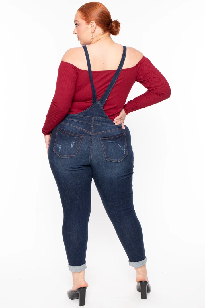 Wax Jean New Arrivals Plus Size Kai Denim Overalls - Dark Wash 7 Wax Jean New Arrivals Plus Size Kai Denim Overalls - Dark Wash