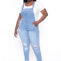 Wax Jean New Arrivals Plus Size Kai Denim Overalls - Light Wash