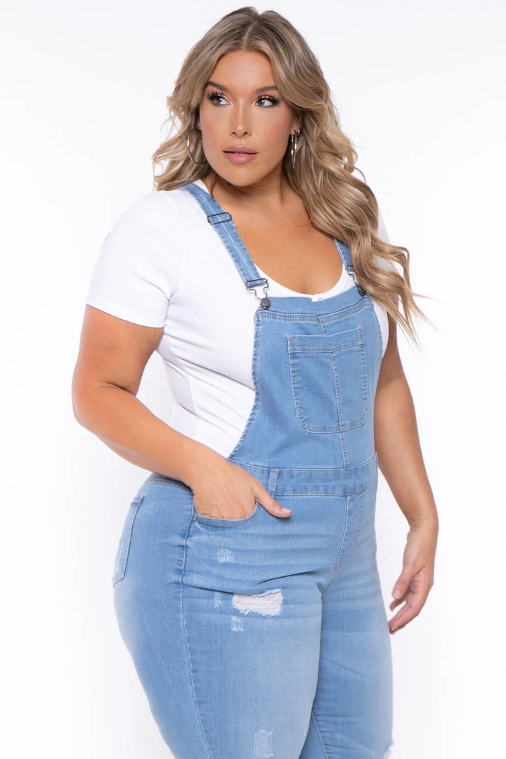 Wax Jean New Arrivals Plus Size Kai Denim Overalls - Light Wash 10 Wax Jean New Arrivals Plus Size Kai Denim Overalls - Light Wash