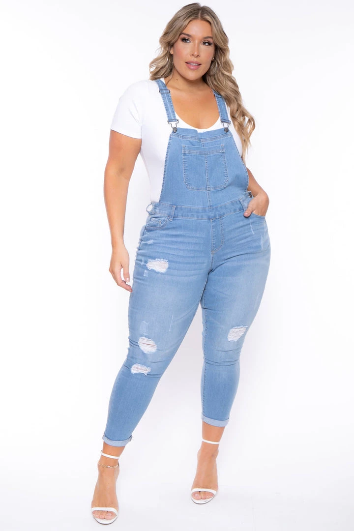 Wax Jean New Arrivals Plus Size Kai Denim Overalls - Light Wash 3 Wax Jean New Arrivals Plus Size Kai Denim Overalls - Light Wash