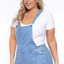 Wax Jean New Arrivals Plus Size Kai Denim Overalls - Light Wash 18 Wax Jean New Arrivals Plus Size Kai Denim Overalls - Light Wash