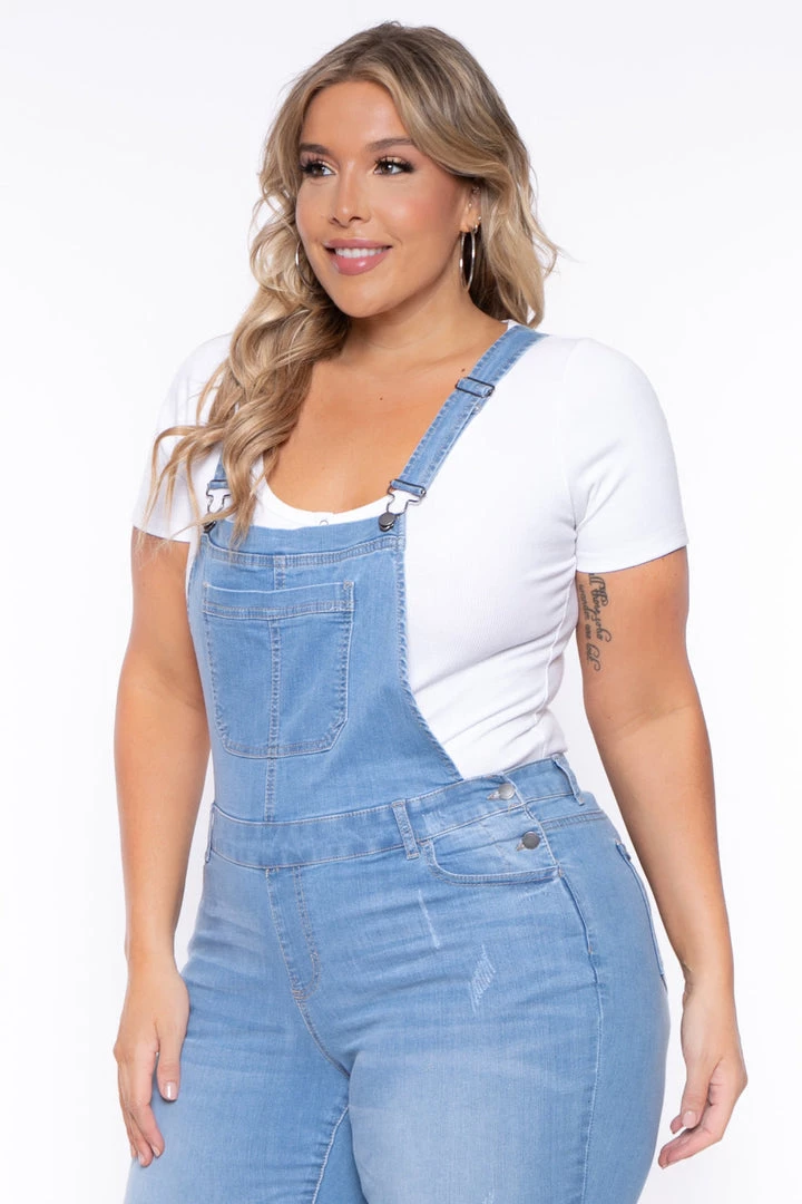 Wax Jean New Arrivals Plus Size Kai Denim Overalls - Light Wash 9 Wax Jean New Arrivals Plus Size Kai Denim Overalls - Light Wash