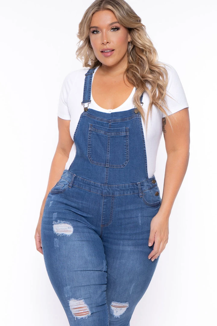 Wax Jean Plus Size Kai Denim Overalls - Medium Wash 4 Wax Jean Plus Size Kai Denim Overalls - Medium Wash