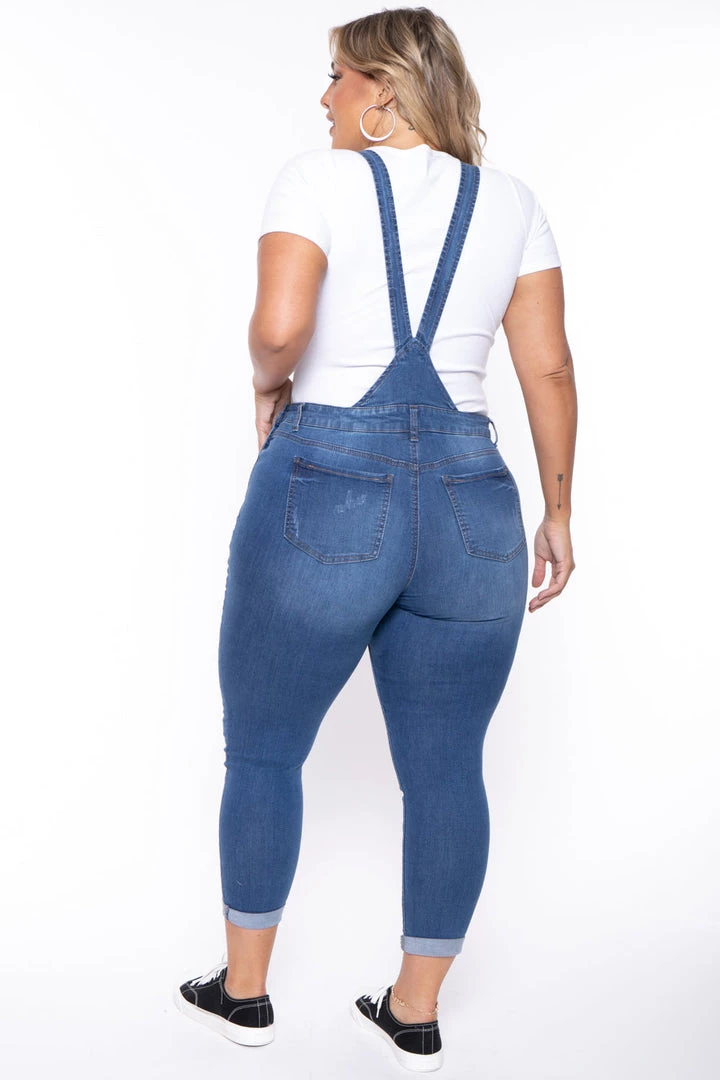 Wax Jean Plus Size Kai Denim Overalls - Medium Wash 7 Wax Jean Plus Size Kai Denim Overalls - Medium Wash