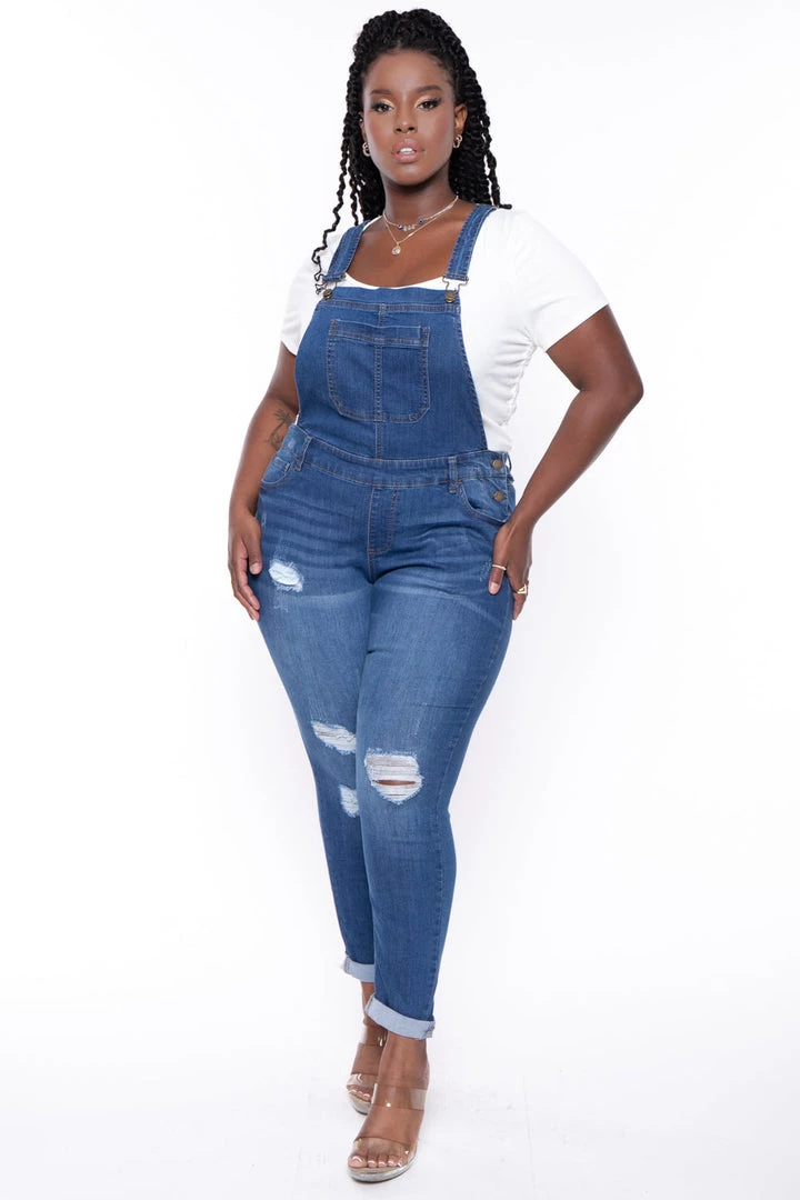 Wax Jean Plus Size Kai Denim Overalls - Medium Wash 8 Wax Jean Plus Size Kai Denim Overalls - Medium Wash