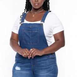 Wax Jean Plus Size Kai Denim Overalls - Medium Wash 18 Wax Jean Plus Size Kai Denim Overalls - Medium Wash