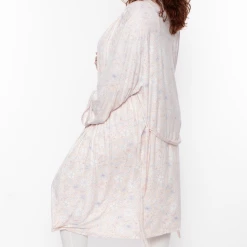 YF Apparel Plus Size Flora Print Robe- Blush Intimates 9 YF Apparel Plus Size Flora Print Robe- Blush Intimates