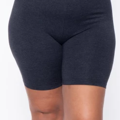 Zenana Plus Size Basic Biker Shorts - Charcoal Bottoms