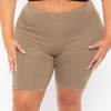 Zenana Plus Size Basic Biker Shorts - Khaki Bottoms