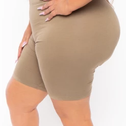 Zenana Plus Size Basic Biker Shorts - Khaki Bottoms