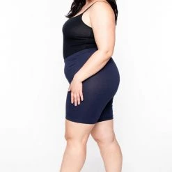 Zenana Bottoms Plus Size Basic Biker Shorts - Navy