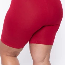 Zenana Bottoms Plus Size Basic Biker Shorts - Red