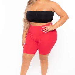 Zenana Plus Size Basic Biker Shorts - Ruby