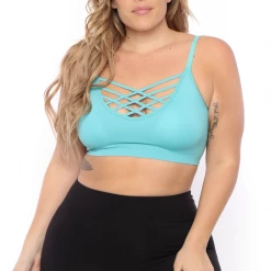 Zenana Plus Size Caged Bralette - Ash Mint