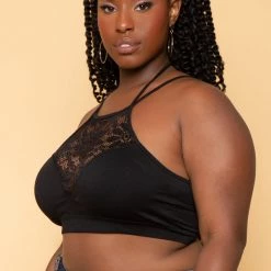 Zenana Back In Stock Plus Size Lace Trim Bralette - Black 8 Zenana Back In Stock Plus Size Lace Trim Bralette - Black