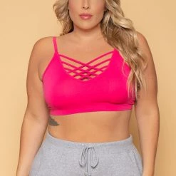 Zenana Plus Size Caged Bralette - Fuchsia