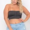 Zenana Bralettes Plus Size Seamless Bandeau Bra - Grey