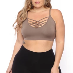 Zenana Plus Size Caged Bralette - Mocha Back In Stock