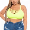 Zenana Plus Size Caged Bralette - Neon Lime