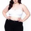Zenana Plus Size Caged-Cutout Bralette - White Tops