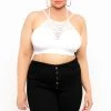 Zenana Plus Size Lace Trim Bralette - White