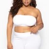 Zenana Plus Size Seamless Bandeau Bra - White Tops