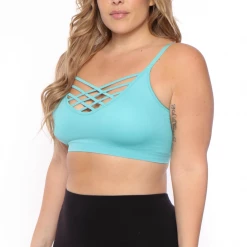 Zenana Plus Size Caged Bralette - Ash Mint
