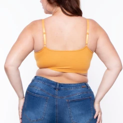 Zenana Tops Plus Size Caged Bralette - Ash Mustard