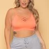 Zenana Tops Plus Size Caged Bralette - Deep Coral