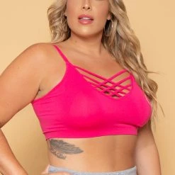 Zenana Plus Size Caged Bralette - Fuchsia