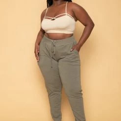 Zenana Plus Size Caged-Cutout Bralette - Tan Tops