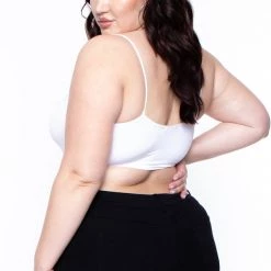 Zenana Plus Size Caged-Cutout Bralette - White Tops