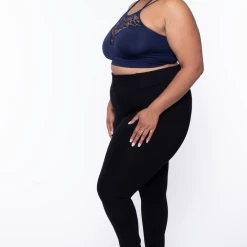 Zenana Plus Size Lace Trim Bralette - Navy Tops