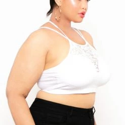 Zenana Plus Size Lace Trim Bralette - White 7 Zenana Plus Size Lace Trim Bralette - White