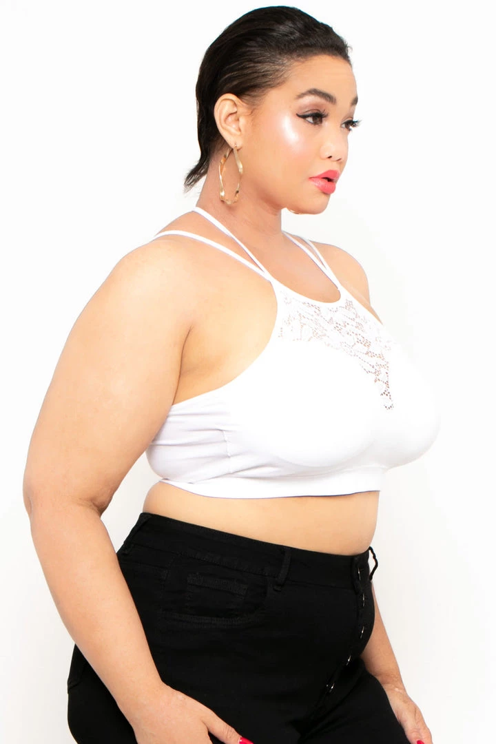Zenana Plus Size Lace Trim Bralette - White 5 Zenana Plus Size Lace Trim Bralette - White