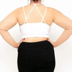 Zenana Plus Size Lace Trim Bralette - White