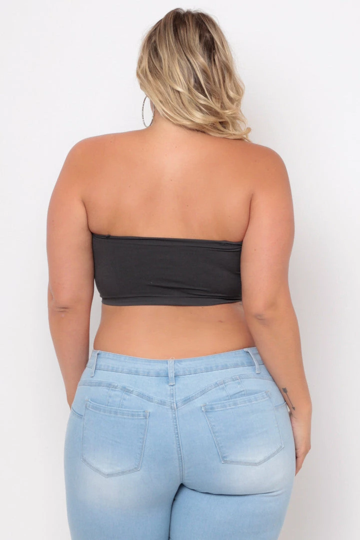 Zenana Bralettes Plus Size Seamless Bandeau Bra - Grey 4 Zenana Bralettes Plus Size Seamless Bandeau Bra - Grey