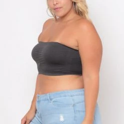 Zenana Bralettes Plus Size Seamless Bandeau Bra - Grey 7 Zenana Bralettes Plus Size Seamless Bandeau Bra - Grey