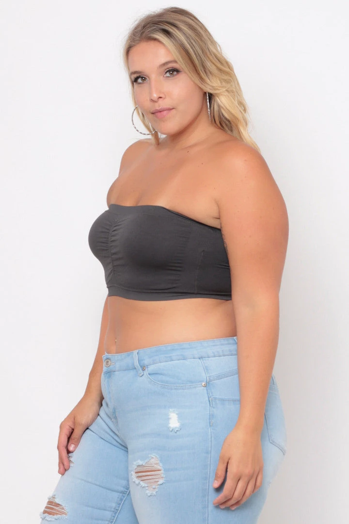 Zenana Bralettes Plus Size Seamless Bandeau Bra - Grey 5 Zenana Bralettes Plus Size Seamless Bandeau Bra - Grey