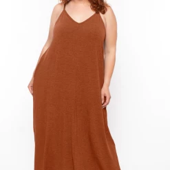Zenana Plus Size Cami Strap Maxi Dress - Almond