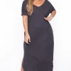 Zenana Plus Size Maxi T-Shirt Dress - Ash Grey