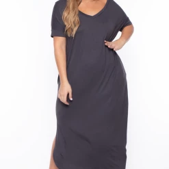 Zenana Plus Size Maxi T-Shirt Dress - Ash Grey