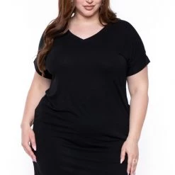 Zenana Plus Size Basic T-Shirt Dress - Black New Arrivals